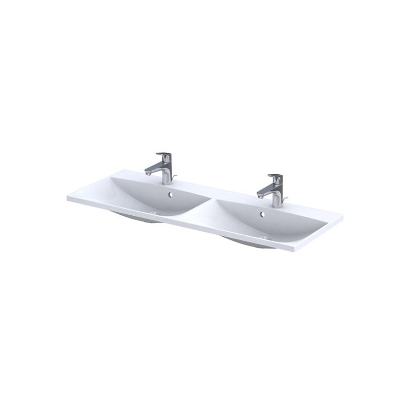 Oristo Skagen Biały Mat Szafka z Umywalką Amelia Podwójna 120 cm (OR49-SD1S-120-2+UME-AM-120-92-D)