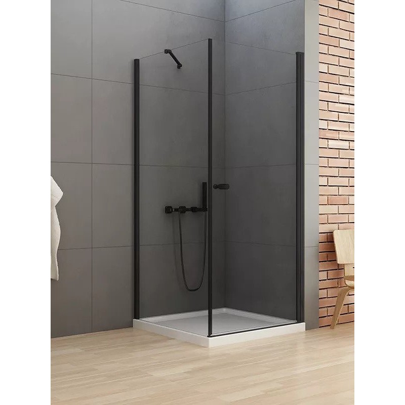 New Trendy New Soleo Black Kabina Prysznicowa Narożna Prostokątna Drzwi Uchylne Pojedyncze 90x100 cm (D-0231A/D-0116B-WP)