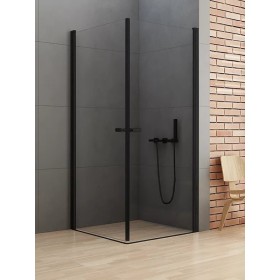 New Trendy New Soleo Black Kabina Prysznicowa Narożna Prostokątna Drzwi Uchylne Podwójne 90x100 cm (D-0231A/D-0232A)