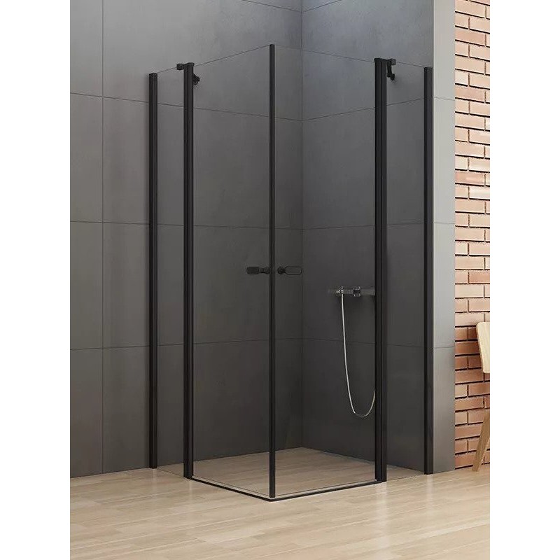 New Trendy New Soleo Black Kabina Prysznicowa Narożna Kwadratowa Drzwi Uchylne Podwójne 120x120 cm (K-0558)