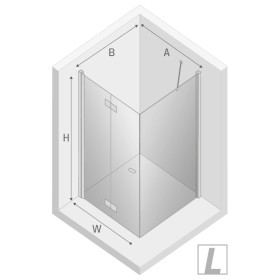 New Trendy New Soleo Black Kabina Prysznicowa Narożna Kwadratowa Drzwi Składane Pojedyncze Lewe 70x70 cm (D-0233A/D-0113B)