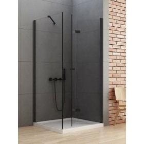 New Trendy New Soleo Black Kabina Prysznicowa Narożna Kwadratowa Drzwi Składane Pojedyncze Prawe 80x80 cm (D-0238A/D-0114B)