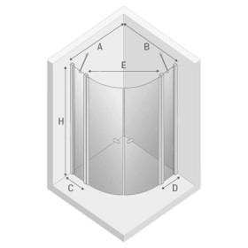 New Trendy New Soleo Black Kabina Prysznicowa Narożna Półokrągła Drzwi Uchylne Podwójne 90x90 cm (K-0539)