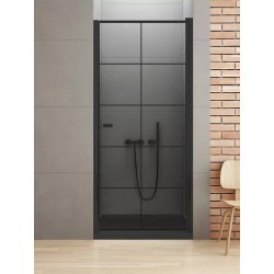 New Trendy New Soleo Black Drzwi Prysznicowe Wahadłowe Pojedyncze 80x195 cm Szkło Przezroczyste 6 mm (D-0276A)