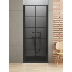 New Trendy New Soleo Black Drzwi Prysznicowe Wahadłowe Podwójne 80x195 cm Szkło Przezroczyste 6 mm (D-0280A)