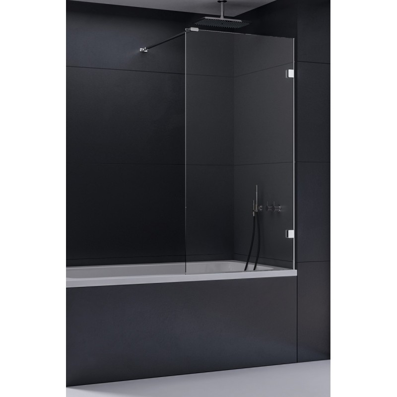 New Trendy Eventa Parawan Wannowy 100x150 cm Skrzydło Pojedyncze Nieruchome Szkło Przezroczyste 8 mm (EXK-6998-WP)