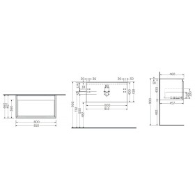Rak Ceramics Joy Uno Szafka Podumywalkowa Podwieszana 80 cm Szary Wiąz (UNOWH080EGY)
