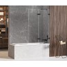 New Trendy Avexa Black Parawan Wannowy 140x150 cm Skrzydło Pojedyncze Uchylne Lewe Szkło Przezroczyste 6 mm (EXK-1990)