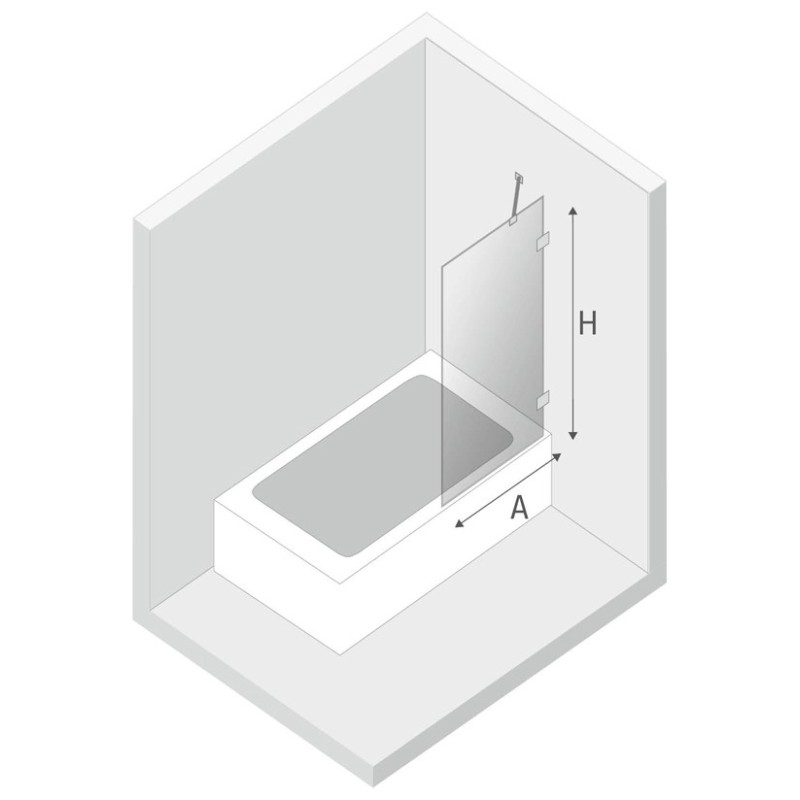 New Trendy Avexa Gold Parawan Wannowy 60x150 cm Skrzydło Pojedyncze Nieruchome Szkło Przezroczyste 6 mm (EXK-2005)