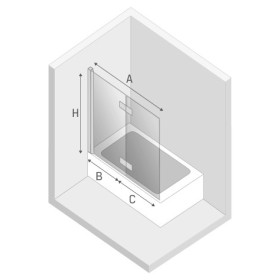 New Trendy New Soleo Parawan Wannowy 100x140 cm Skrzydło Pojedyncze Składane Lewe Szkło Przezroczyste 6 mm (P-0028)