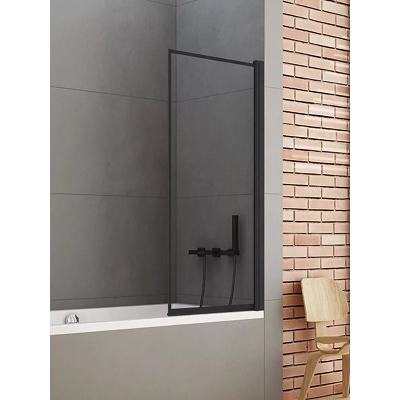 New Trendy New Soleo Black Parawan Wannowy 50x140 cm Skrzydło Pojedyncze Uchylne Szkło Przezroczyste 6 mm Wzór Ramka (P-0086)