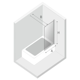 New Trendy New Soleo Black Parawan Wannowy 100x140 cm Skrzydło Pojedyncze Nieruchome Szkło Przezroczyste 6 mm Wzór Ramka (P-0097