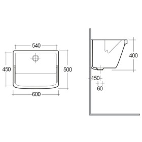 Rak Ceramics Pinarella Umywalka Wpuszczana 60 X 50 cm (Zlew) Biały Połysk (PIWB00003)