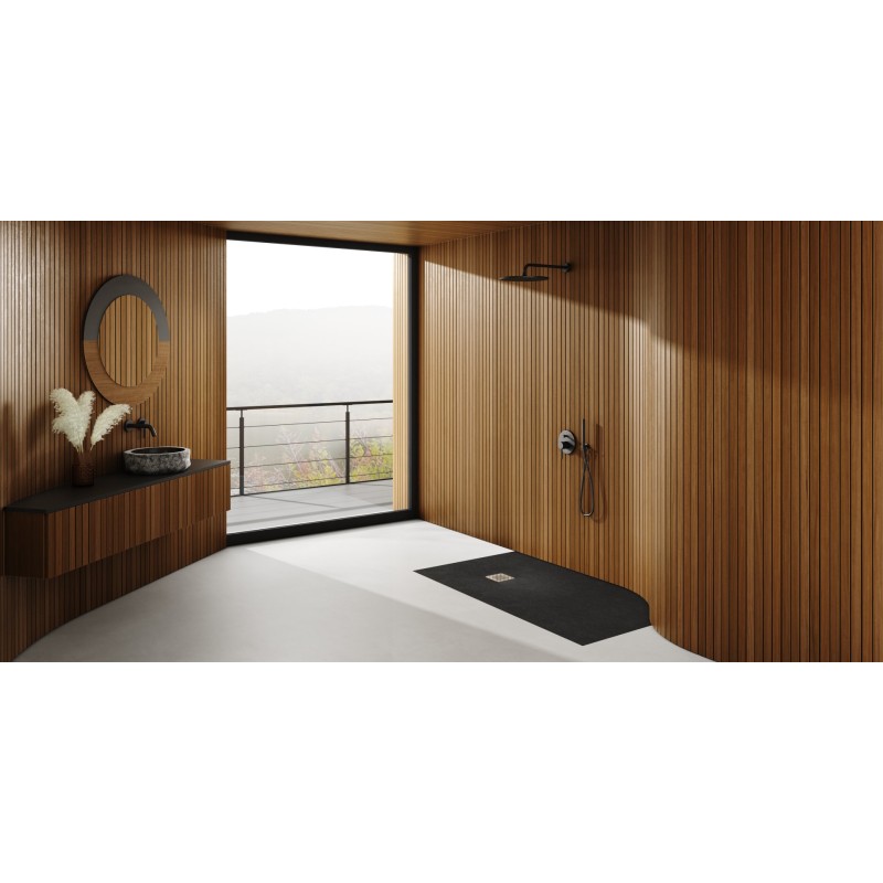 Schedpol Kalait Black Stone Brodzik Półokrągły Czarny Kamień 90x90 cm (3.3104/C/ST-M2)