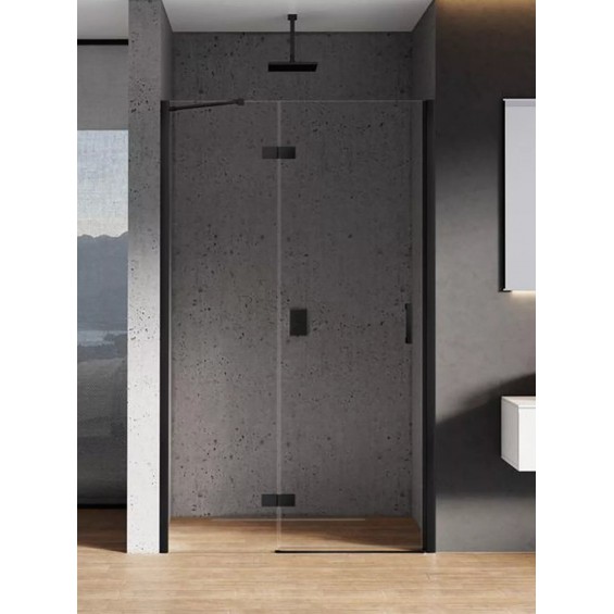 New Trendy New Renoma Black Drzwi Prysznicowe Uchylne Pojedyncze Lewe 100x195 cm Szkło Przezroczyste 6 mm (D-0197A)