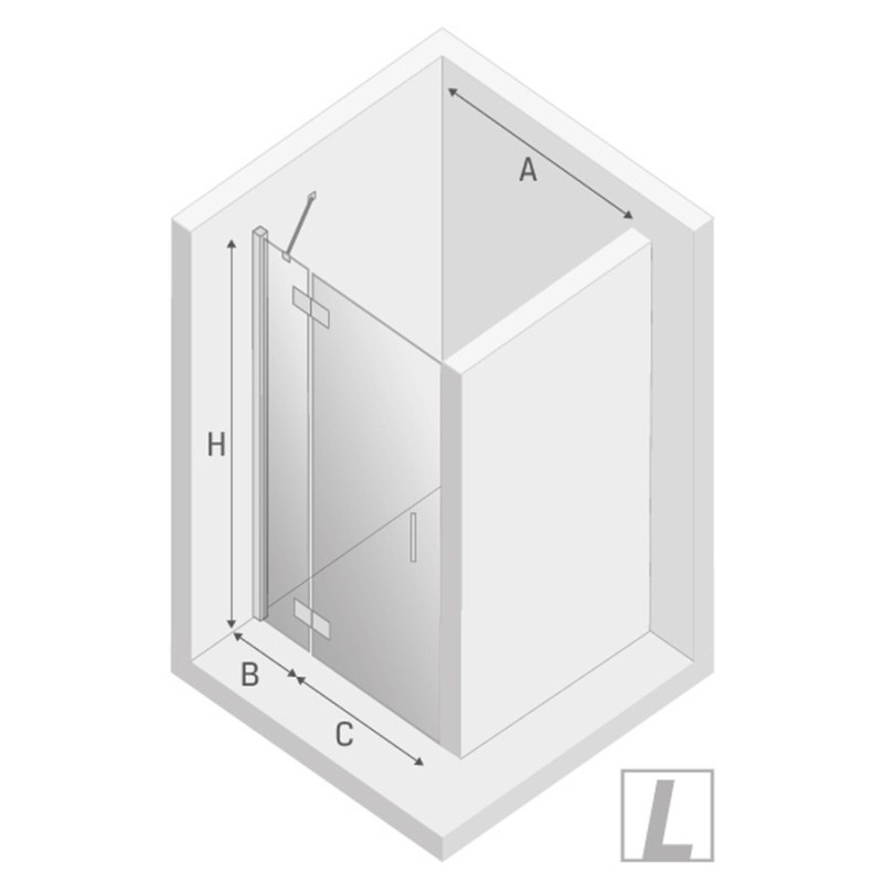 New Trendy New Renoma Black Drzwi Prysznicowe Uchylne Pojedyncze Lewe 120x195 cm Szkło Przezroczyste 6 mm (D-0199A)