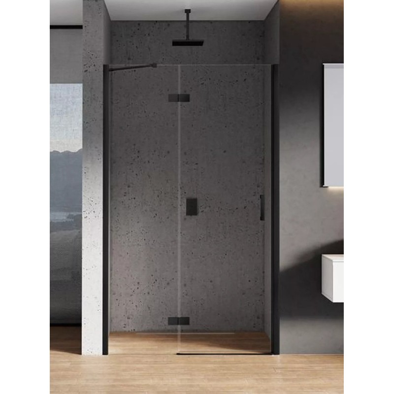 New Trendy New Renoma Black Drzwi Prysznicowe Uchylne Pojedyncze Lewe 120x195 cm Szkło Przezroczyste 6 mm (D-0199A-WP)