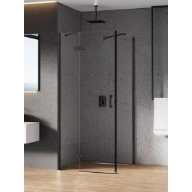 New Trendy New Renoma Black Kabina Prysznicowa Narożna Kwadratowa Drzwi Uchylne Pojedyncze Lewe 90x90 cm (D-0203A/D-0111B)