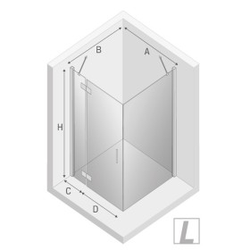 New Trendy New Renoma Black Kabina Prysznicowa Narożna Kwadratowa Drzwi Uchylne Pojedyncze Lewe 90x90 cm (D-0203A/D-0111B)
