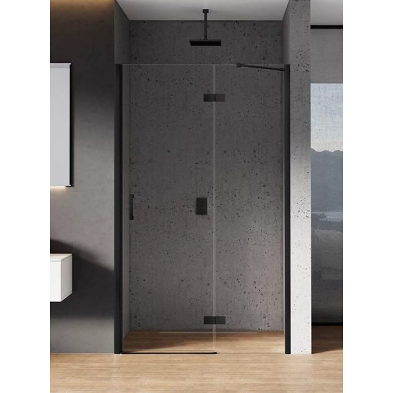 New Trendy New Renoma Black Kabina Prysznicowa Narożna Prostokątna Drzwi Uchylne Pojedyncze Prawe 100x90 cm (D-0206A/D-0111B)