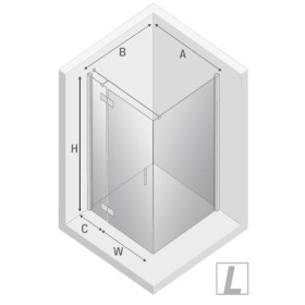 New Trendy New Renoma Black Kabina Prysznicowa Narożna Prostokątna Drzwi Uchylne Pojedyncze Lewe 120x90 cm (D-0207A/D-0111B-WP)