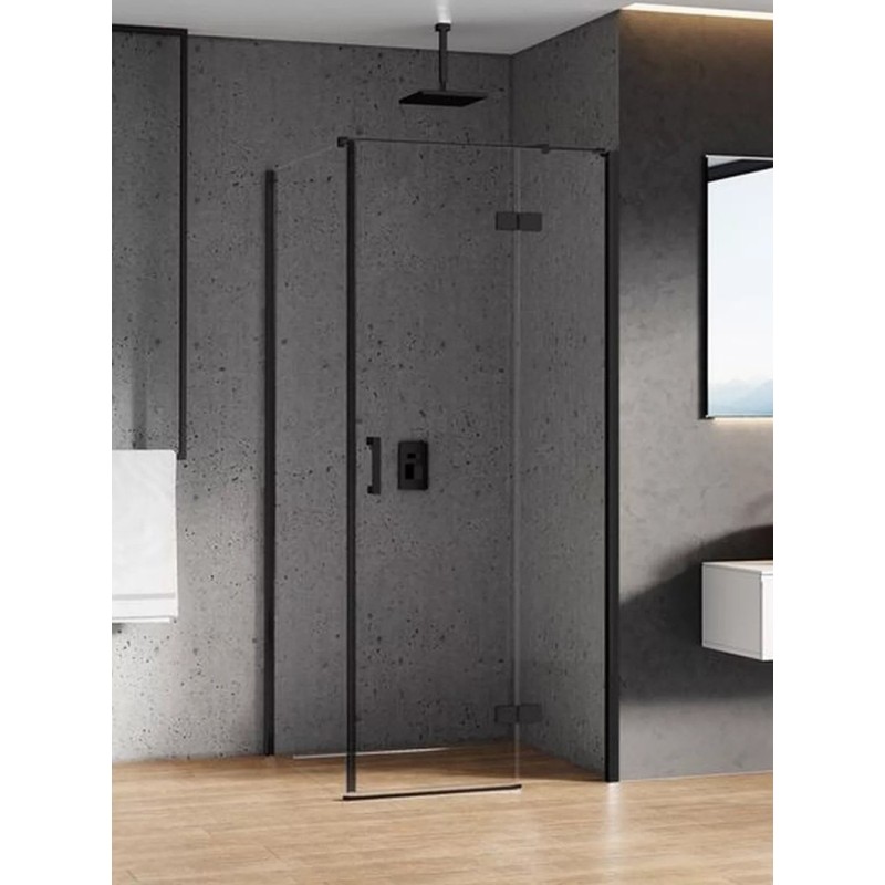 New Trendy New Renoma Black Kabina Prysznicowa Narożna Prostokątna Drzwi Uchylne Pojedyncze Prawe 100x90 cm (D-0206A/D-0111B-WP)