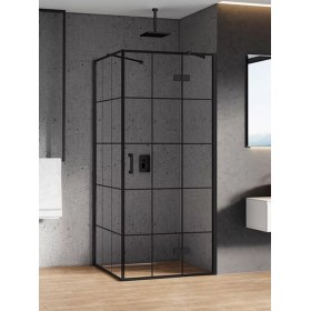 New Trendy New Renoma Black Kabina Prysznicowa Narożna Prostokątna Drzwi Uchylne Pojedyncze Prawe 90x80 cm (D-0274A/D-0164B)
