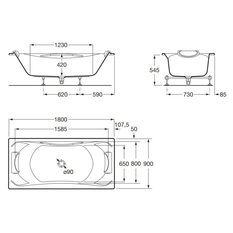 Roca BeCool Wanna akrylowa prostokątna 180x90 cm dwuosobowa (A248013001)