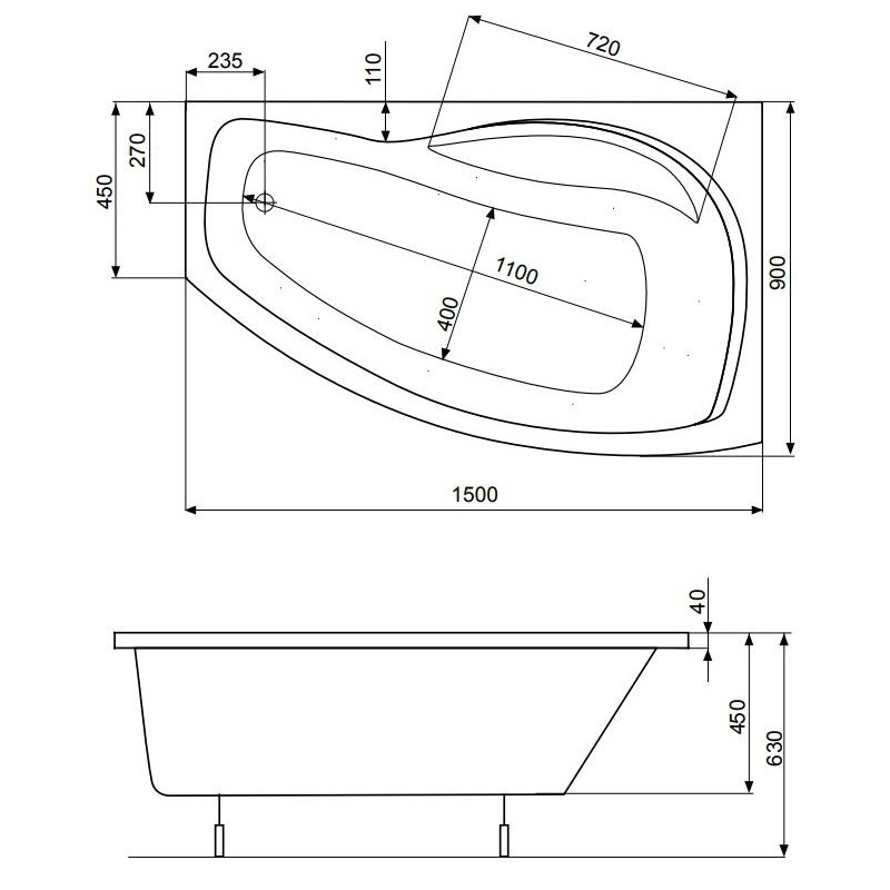 Roca Nicole Wanna akrylowa narożna prawa 150x90 cm (A24T145000)