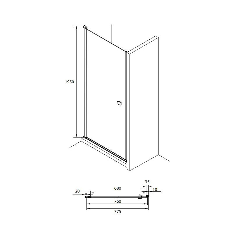 Roca CAPITAL Drzwi skrzydłowe 80x195 cm z powłoką MaxiClean (AM4708012M)
