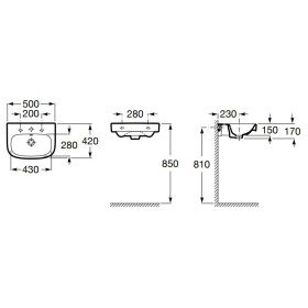 Roca Debba Umywalka ścienna 50x42 cm (A325996000)