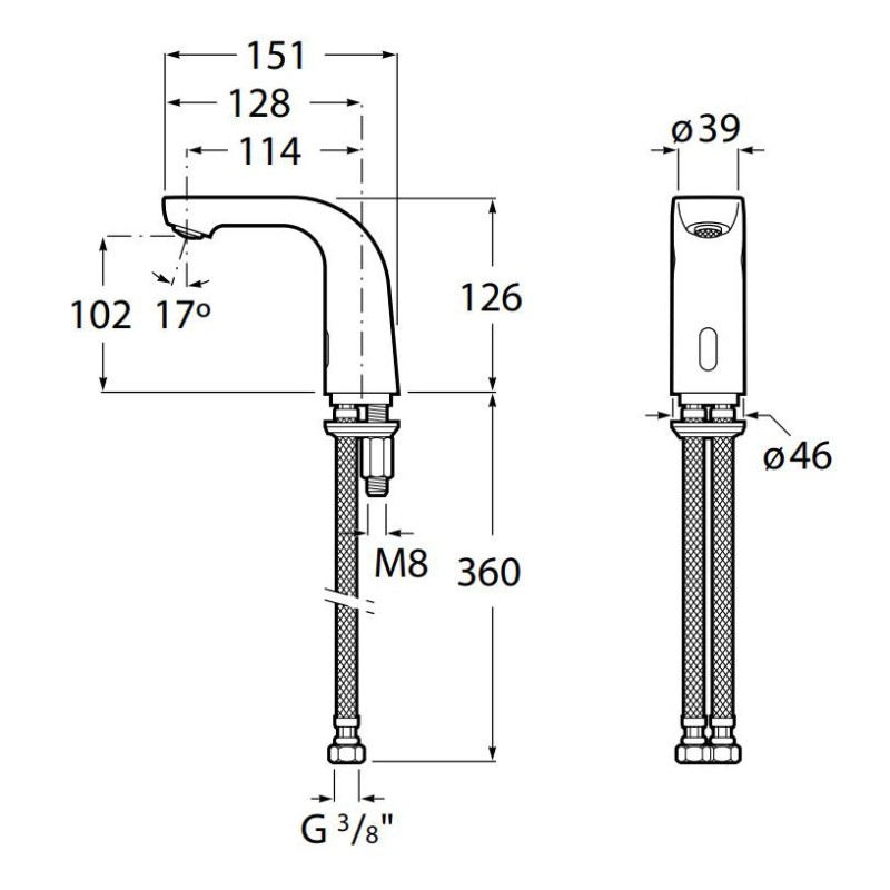 Roca L20 Elektroniczna bateria umywalkowa z mieszaczem BOX, zasilanie DC baterie (A5A5309C00)