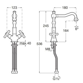 Roca Carmen Dwuuchwytowa bateria umywalkowa sztorcowa wysoka z korkiem click-clack (A5A384BC00)