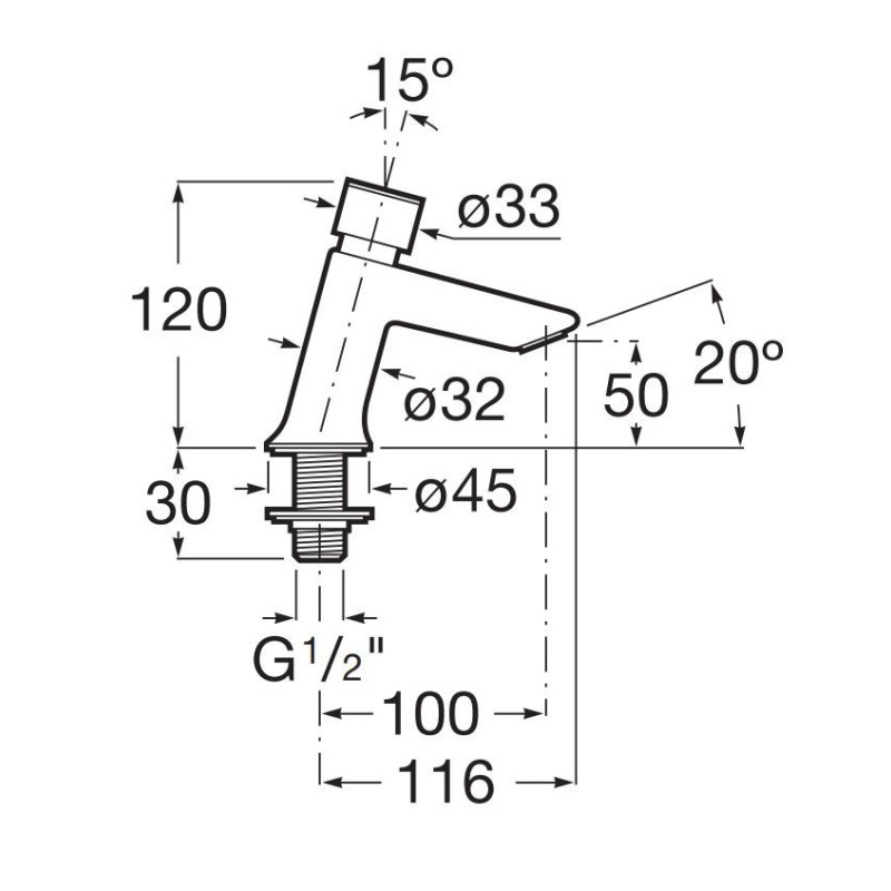 Roca Instant Bateria umywalkowa czasowa stojąca na wodę zmieszaną wersja ECO (A5A4477C00)