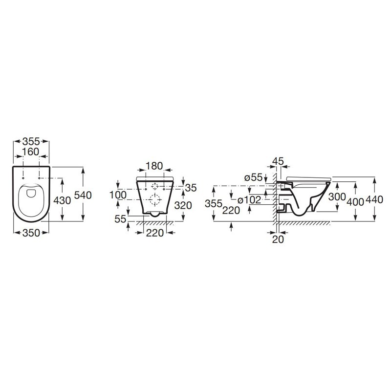 Roca GAP ROUND Miska WC podwieszana Rimless 540 (A3460NL000)
