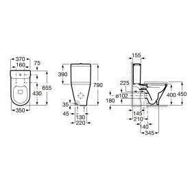 Roca Zbiornik Round do kompaktu WC 4,5/3l z dopływem wody z boku (A3410N1000)