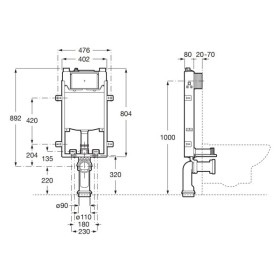 Roca BASIC WC ONE stelaż do zabudowy ciężkiej (A890070120)