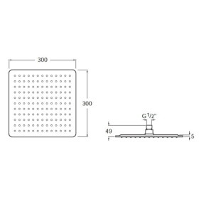 Roca Raindream głowica kwadrat 300 stal szl. chrom (A5B2750C00)
