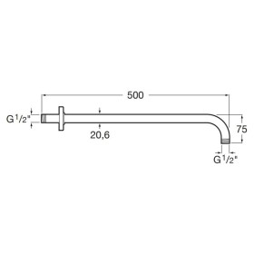 Roca Ramię ścienne do głowic prysznic, długość 500, metal chrom (A5B0350C00)