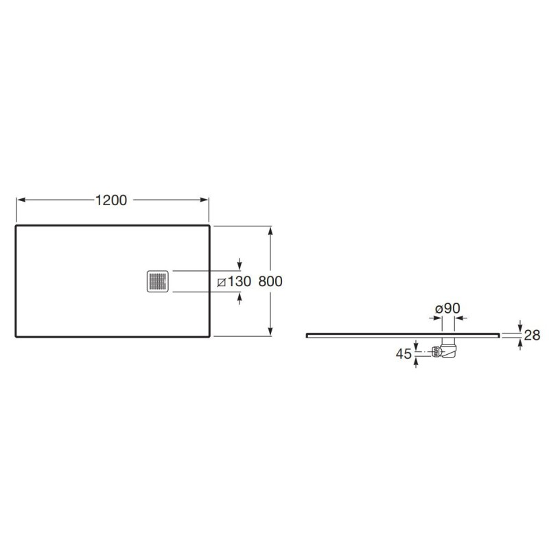 ROCA Terran 120x80x2,8 Brodzik Prostokątny Biały (AP1014B032001100)