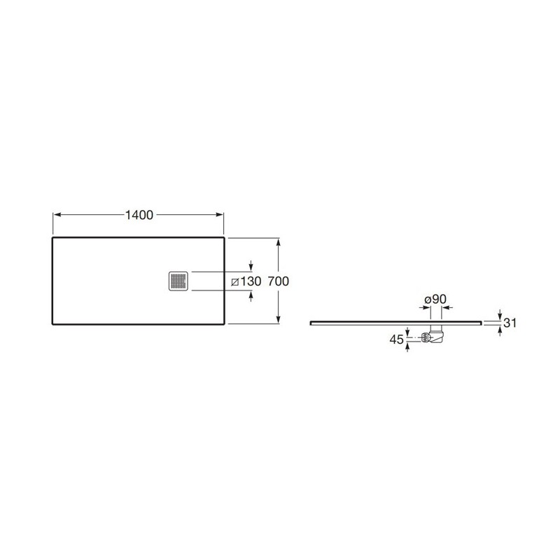 ROCA Terran 140x70x3 Brodzik Prostokątny Szary (AP1015782BC01200)