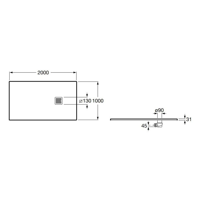 ROCA Terran 200x100X3 Brodzik Prostokątny Biały (AP1017D03E801100)