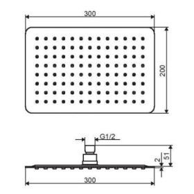 Excellent Głowica prysznicowa 20x30 cm prostokątna Slim, czarna (AREX.3062BL)