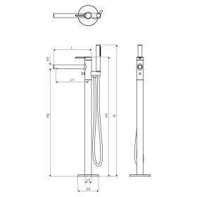 Excellent PI Bateria wannowa wolnostojąca, złoty połysk (AREX.1255GL)