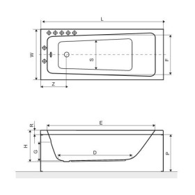 Excellent Ava Wanna Prostokątna 150x70 biała (WAEX.AVA15WH)