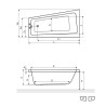 Excellent Ava Side Wanna Narożna 150x80 cm prawa, biała (WAEX.AVP15WH)