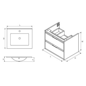 Excellent Tuto Szafka 60 cm Szary Mat+Dąb (MLEX.0103.600.GRBL)
