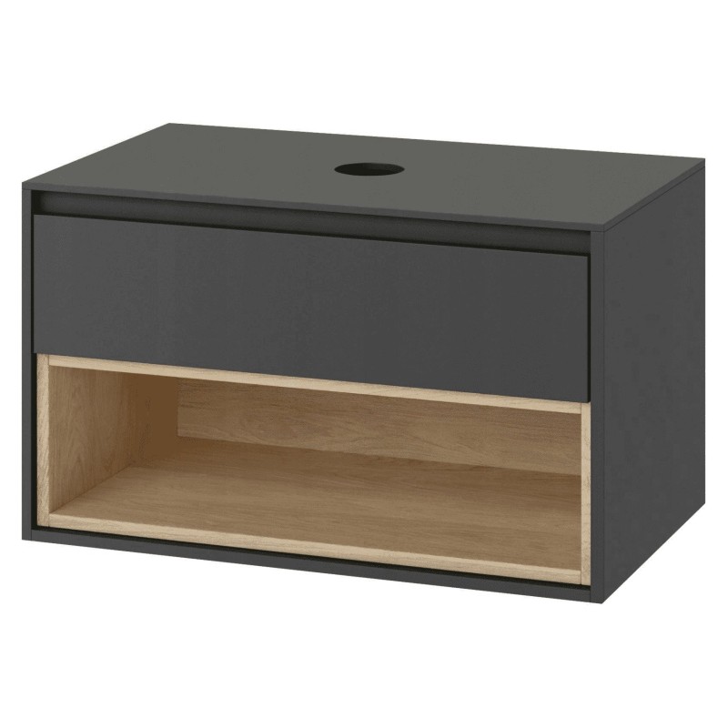 Excellent Tuto Szafka Pod Umywalkę Nablatową 80 cm Szary/Dąb (MLEX.0102.800.GRBL)