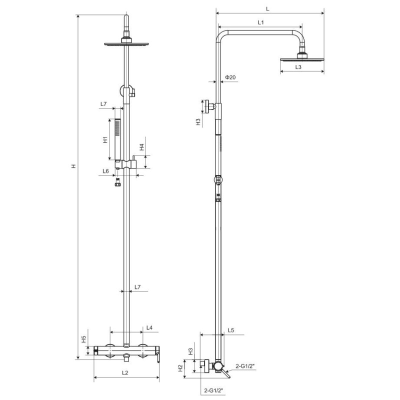 Excellent PI Zestaw prysznicowy Rain, chrom (AREX.1281CR)