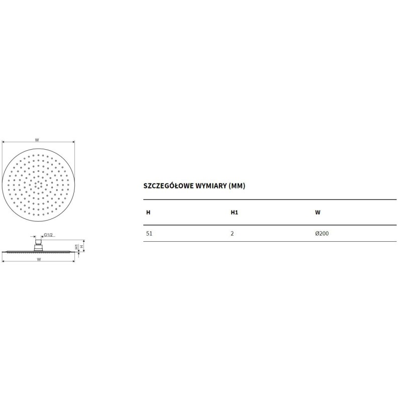 Excellent Głowica prysznicowa 20 cm okrągła Slim, chrom (AREX.3020CR)